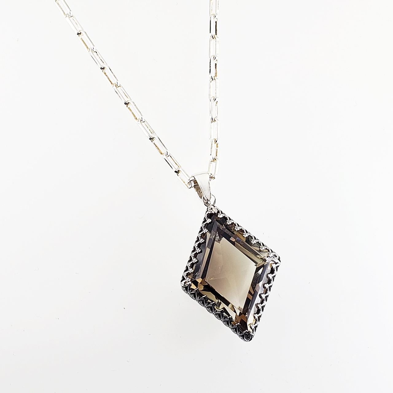 クラウンペンダント　スモーキークォーツ　×　SILVER